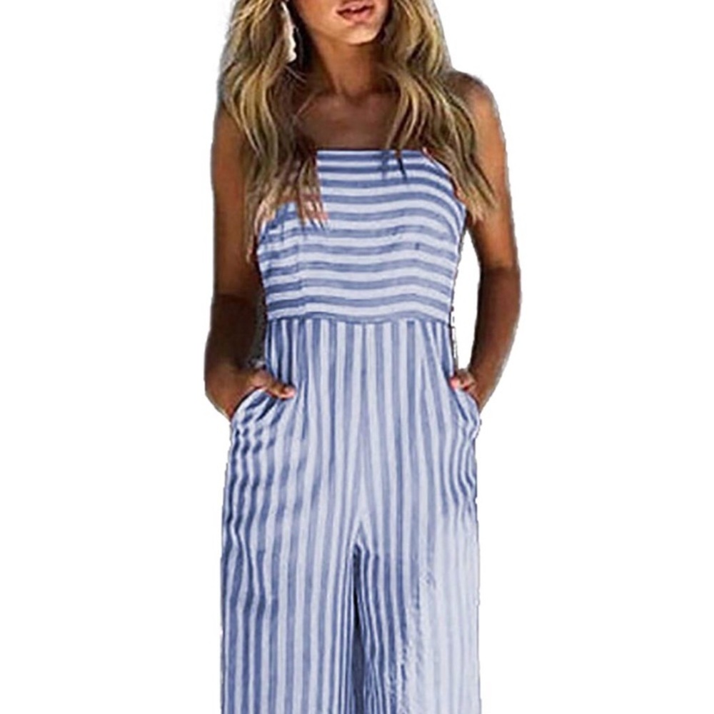 Periwinkle Light Blue & White Stripe Jumpsuit